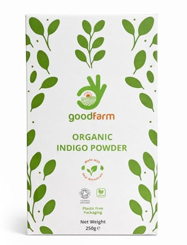 goodFarm Bio-Indigopulver 250 g – Bio-Pflanzenhaarfarbe, tierversuchsfrei, natürliche Haarfarbe und Spülung