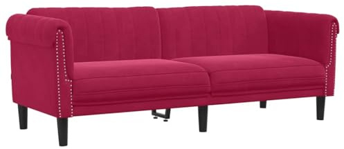 vidaXL Soffa 3-sits vinröd sammet, 3-sitssoffa, tresitssoffa, 3 sitssoffa, 3-sitssoffor, tresitssoffor, 3 sitssoffor, 3 sits soffa, 3 sits soffor
