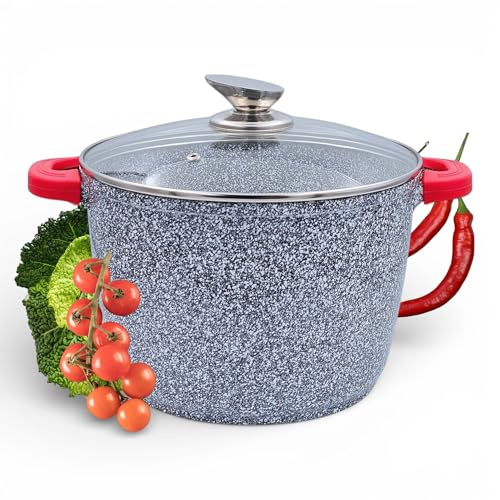 Royal Swiss® Marmite induction - Poêle induction avec Poignées amovibles - Ø 28 cm / 10,5 litres - Casseroles à soupe avec couvercle - Pan tous feux - Revêtement antiadhésif - Beige (Snow White, 28)