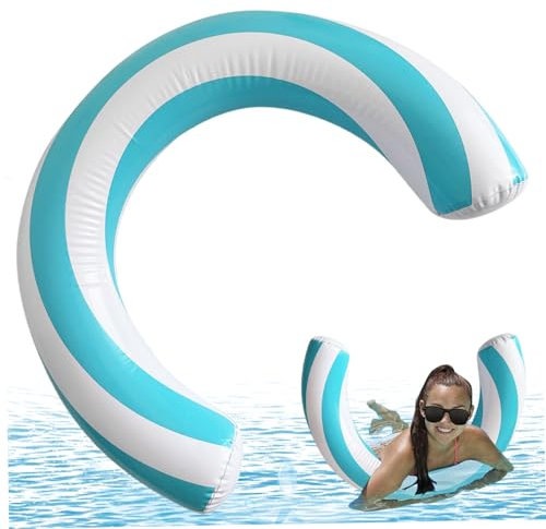 SWEETBIUTI Piscine Flotte à Anneau Gonflable incurvé Portable et Nouilles légères Nouilles aviations de Piscine de Natation Accessoires Mignons pour Plage océan fêtard Bleu