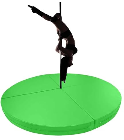 Pole Dance Matta, Tjock Rund Hopfällbar Säkerhetsdyna För Dans, 120 cm x 5 cm, Hem Gym Kudde, Grön Fallskyddsmatta