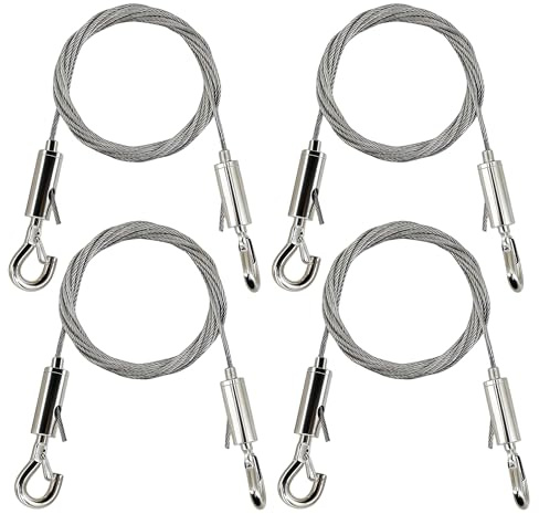 SHRJ Adjustable Picture Hanging Wire Heavy Duty Stainless Steel Cables Hanging Rope Picture Frame Hanging Wire Kit for Mirrors Flowerpot Pictures Paintings Artwork, Hold Up to 66lbs (2M(6.6FT) 4PCS)