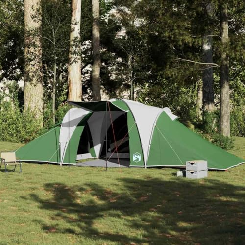 Owoxanthellate Kuppel-Familienzelt 6 Personen Grün 660 x 438 x 196 cm Robustes Polyester mit PU-Beschichtung 3 Kabinen Pop-Up Setup für Camping Reisen Outdoor-Abenteuer