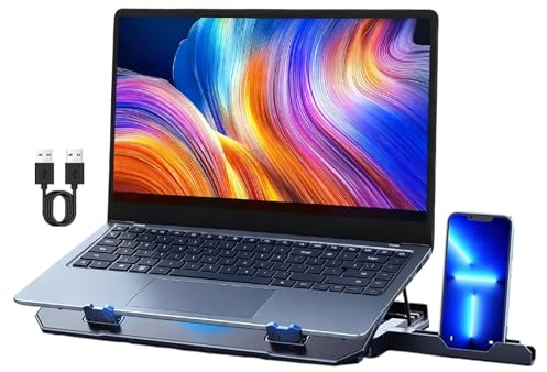 Base Di Raffreddamento Per Laptop – Alzata Regolabile 36x26 Cm, Supporto Di Raffreddamento In Alluminio ABS, Supporto Per Notebook Ventilato Con Flusso D'aria Della Ventola E Base Antiscivolo | Suppor