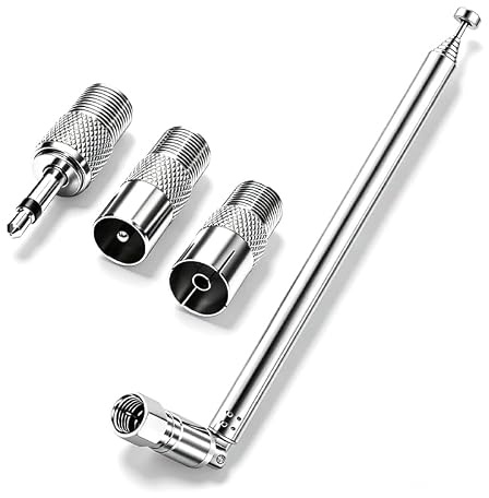 Antenna radio Dab Telescopico 75 Ohm, antenna FM interna per ricevitore Hi-Fi AV Mini Sistema - Lunghezza 76cm con connettore F