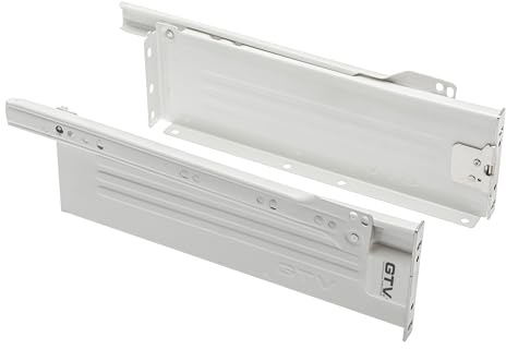 GTV, Metalbox Prestige Schubladensystem, h=86mm l=550 mm, Weiß, Führungssystem, Rollenführungen mit Verstellbarer Befestigung