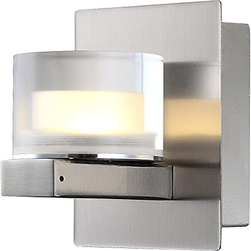 Wandleuchte Chrom Modern Wohnzimmer Wandstrahler LED Wandlampe silber Design, klarer Schirm, 1x LED 5 Watt 400 Lumen neutralweiß, BxH 8 x 10 cm