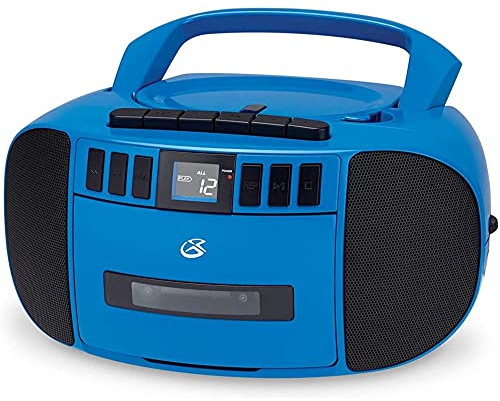 GPX BCA209BU Portable Am/FM Boombox with CD and Cassette Player, Blue
