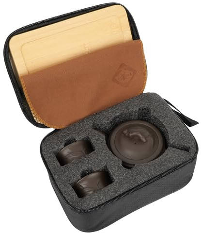 LA HAUTE Juegos de tetera, juego de té chino Kungfu hecho a mano, tazas de tetera Yixing, tetera de arcilla púrpura saludable, buenos regalos de negocios