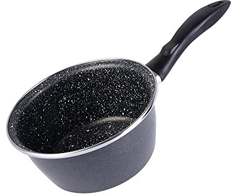 MAGEFESA K2 Gransasso. Cazo 16 cm, Exterior Gris Moteado. Antiadherente bicapa Reforzado Efecto Piedra, Apto para Todo Tipo de cocinas, Especial inducción. 50% de Ahorro energético.
