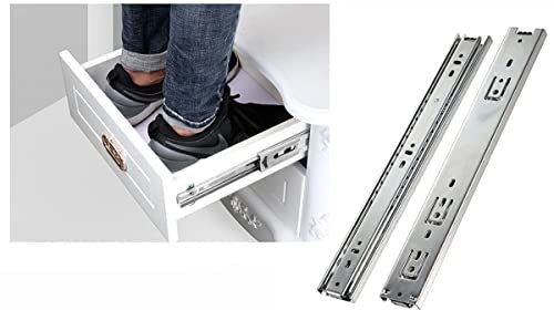 True Face Drawer Runners Cabinet Drawer | Heavy Duty Drawer Runners Pair of Double Full Extension Ball Bearing Drawer Slide Runner 20 Heavy Duty with 35 kg Loading Capacity Silver 20 inches 500mm