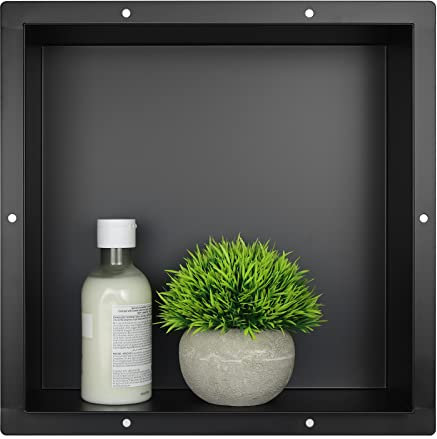 Bernkot Stainless Steel Shower Niche 12 X 12 Matte Black No Tile Needed Niche Shower for Bathroom Storage Flush-Mounted Installation