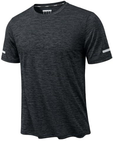 KEFITEVD T-shirt, herr, sport, t-shirts, funktionströja, kortärmad, snabbtorkande, andas, löpartröja, rund hals, träningströja, svart, M