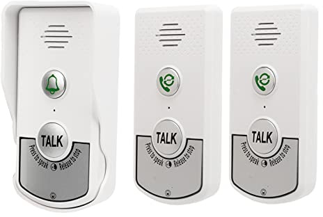 Wireless Intercom Doorbells, with 1 Outdoor Bell and 2 Indoor Bells, Intelligent Voice Intercom Doorbells, 1000m Distance, 2000mAh, IP54, for Houses Factories, White
