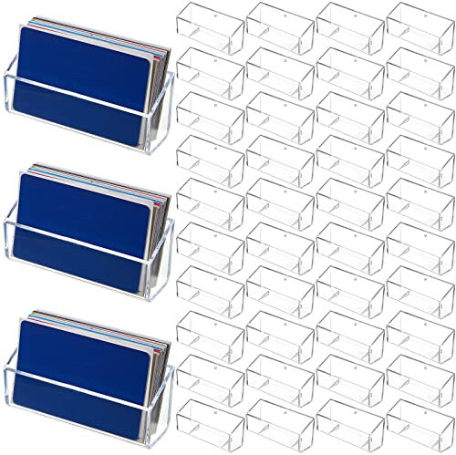 Thenshop 64 Stück Visitenkartenhalter, Desktop-Visitenkartenständer, Acrylhalter, Ständer, transparent, Postkarten-Display für Zuhause, Büro, Schreibtisch, Tisch (hängender Stil)