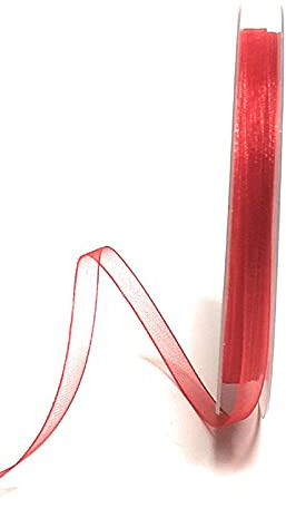 s.dekoda Schleifenband 50m x 6mm Rot Organza Chiffon Geschenkband Organzaband [1350-123]
