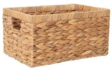 Jacinto de agua natural trenzado Cestas de almacenamiento rectangulares con asa interna (tuba)
