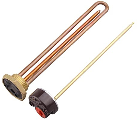 QCUXLRND DN32 1 1/4'' Immersion Water Heater with Thermostat Adjustable Temperature Regulator Heating Element 220v 1200w 1500w 2kw 3kw cuicui (Color : 1500w U type, Size : 220V)