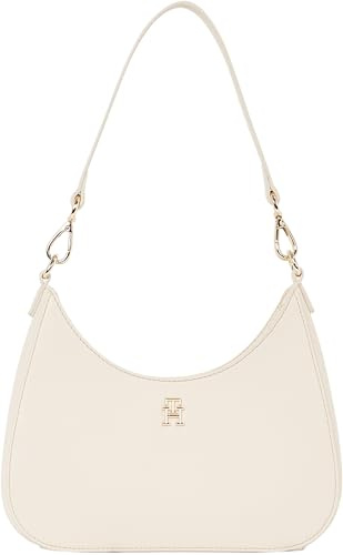 Tommy Hilfiger Damen Schultertasche Logotape mit Reißverschluss, Beige (Sugarcane), Einheitsgröße