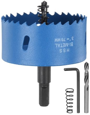sourcing map Bi-Metal Hole Saw Kit 76mm (2-15/16) Hole Cutter Set with 1pcs 1/4 Hex Shank Arbor 2pcs 1/4 Center Drill Bits 2ps Springs 1pcs Wrench for Wood Plastic Soft Metal
