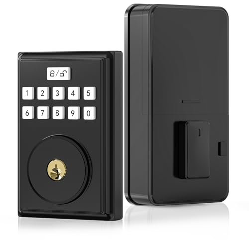OOCC Keyless Entry Smart Keypad Door Lock - Deadbolt with 2 Keys, Auto Lock, Easy Installation, Matte Black