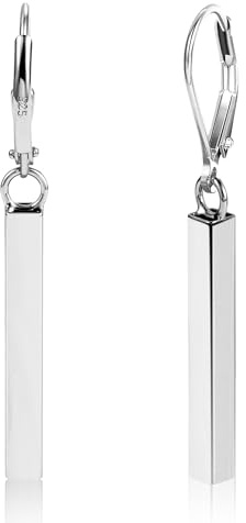 Silver Drop Earrings for Women, Small Bar Dangle Earrings Hypoallergenic Bar Pendant Earring Small Hanging Drop Ear ring Minimalist Leverback Earring Jewelry Gifts for Women Girls