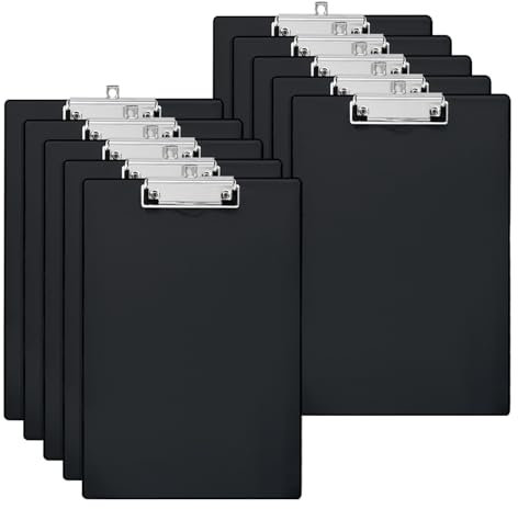 GUOKOFF Porte Bloc A5 avec Pince, 10 Pièces Porte-Blocs en Plastique, Clipboard A5 pour Papier d'écriture Memo, Planchettes à Pince et Porte-formulaires, Porte Bloc Format A5, Noir