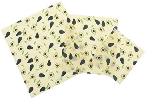 COLLBATH 3pcs Beeswax Wraps for Bread Snacks Sandwiches Reusable Food Covers Cotton Fabric Washable Organic Picnic Kitchen