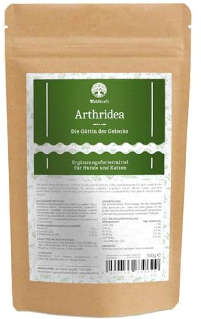 Waldkraft Arthridea Gelenkkomplex für Hunde & Katzen – 300g Pulver für Gelenke & Beweglichkeit – Mit MSM, Glucosamin, Chondroitin, Kollagen & Grünlippmuschel – Hohe Bioverfügbarkeit (Nachfüllpack)