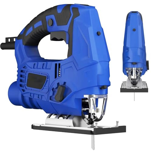 800W Compact Jigsaw Power Tool, Electric Saw to Cut Wood, Wood Cutter Jigsaw with Laser and Scale Ruler, 6 Adjustable Speeds, Max ±45° Bevel Cutting, 4-Position Orbital, for Woods, Plastic, Metal