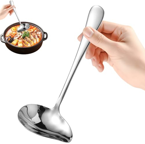Saucenlöffel mit Ausgießer, Edelstahl Suppenkelle Soßenlöffel Schöpflöffel | Soßenkelle Suppenkelle Klein Schöpfkellen für Suppensoßen Bratensoßen Dressings (17.3cm)