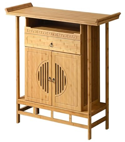 RTTZBOZ Buddhistischer Altartisch aus Bambus, Meditationstisch mit Schublade, Chinesischer Altarschrank für Wohnzimmer und Kleine Räume(150cm/59in)