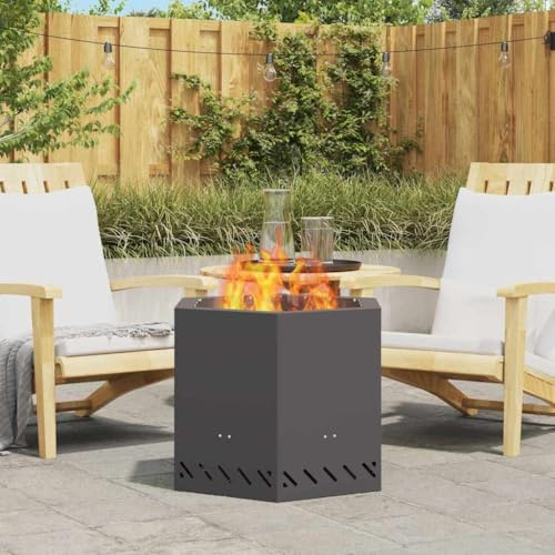 Fire Pit Camino Fuoco Camino Fuoco Nero 58 x 58 x 51 cm Acciaio,Firepit per giardino e terrazza,facile da trasportare