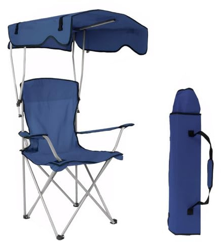 ZoraYorce Stor campingstol med filt och mugghållare, vikbar fiskestol, solskydd, bärbar solstol för picknick, utomhusaktiviteter
