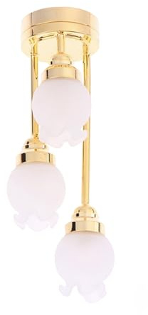 Luci per casa delle bambole, illuminazione realistica per casa delle bambole a LED in miniatura in scala 1:12, lampada da soffitto sospesa a batteria con mughetto per fai da te, giochi di finzione, d