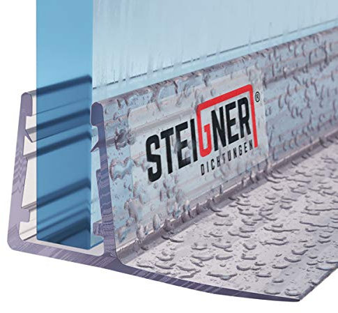 STEIGNER Junta de Ducha, Junta de Sellado, 60 cm, Espesor del Vidrio 3,5/4/5 mm, Junta Recta PVC, UK01