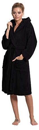 Turkuoise Women's Cotton Turkish Terry Hooded Robe, Terry Hooded Bathrobe