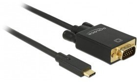 DeLock Câble USB Type C vers VGA mâle (DP Alt Mode) Full HD 1080p 3 m Noir