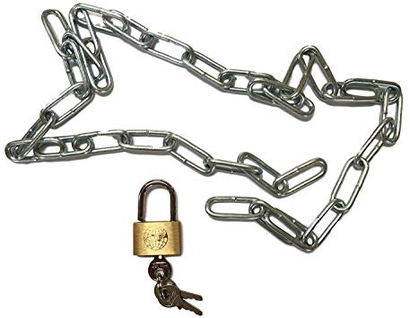 Set di 1,5 metri di catena in acciaio + mini lucchetto 25 mm con 3 chiavi – Piccola serratura per diario, borse, valigie, catene, libri, scatole, contenitori, serratura universale in ottone