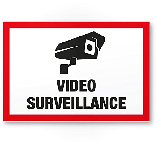 Komma Security Video Surveillance skylt 30 x 20 cm – varning videoövervakning – anmärkning skylt videoövervakning – varningsskylt varningsskylt