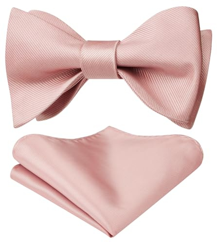 HISDERN Pajarita Rosa Hombre Juegos de Pajarita y Pañuelo Conjunto de Pajaritas Clásicas Formales para Boda Fiesta de Navidad,Rosa
