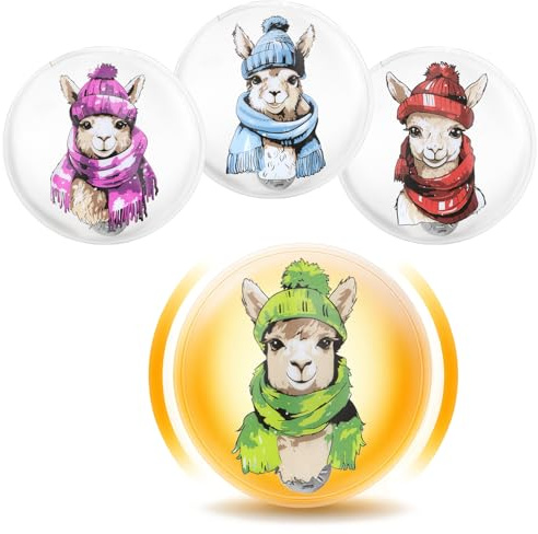 COM-FOUR® 4X Chauffe-Poches réutilisables - Chauffe-Mains avec Motif Lama - Coussin Chauffant pour Les journées Froides et pour Les déplacements - Coussin Chauffant