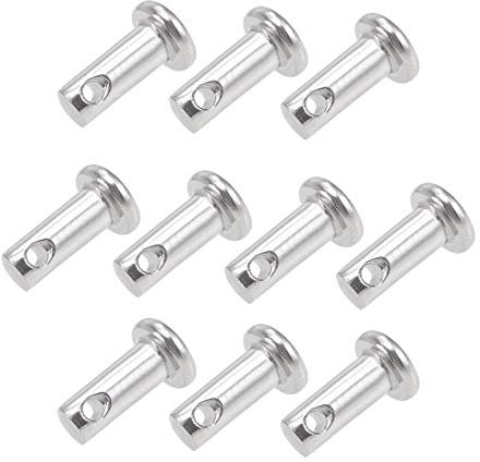 sourcing map 10 Stück Steckbolzen Gabelbolzen Einloch 4mm x 10mm Splintstift Flachkopf 304 Edelstahl Scharnierstift