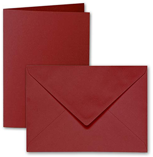 ARTOZ 25x DIN B6 Faltkarten-Set mit Umschlägen - weinrot (Rot) - 120 x 169 mm - gerippte Bastelkarten blanko mit Brief-Umschlägen - 220 g/m²