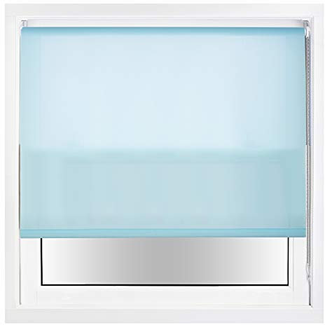 FURNISHED Daylight Roller Blinds with Metal Fittings, Trimmable - Duck Egg Blue, 170W x 165H cm