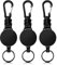 Porte Badge, 3 Pièces Porte Carte Badge, Porte Clef Retractable Porte Badge Enrouleur, Porte-Clés Retractable pour Médecin, Infirmière, La Randonnée, L'Extérieur (noir)