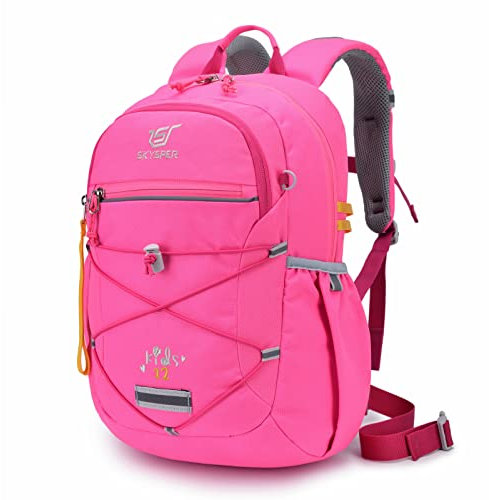 SKYSPER Kinderrucksack Mädchen ab 3-8 Jährige Komfortabler Wanderrucksack Kinder mit Brustgurt 12L Rucksack Kindergarten für Kita Outdoor,Rosa