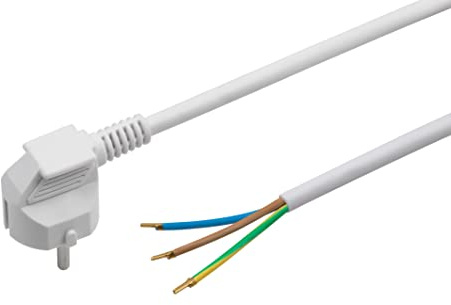 Meister 7434540 Câble d'alimentation avec Contact de Protection – 5 m – Blanc – Câble en Plastique H05VV-F3G1,5 – 3 Fils – IP20 – Câble de raccordement avec fiche Schuko – Matériel d'installation