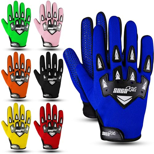 SAGA SPORTS Guantes de Moto para Niños con Máxima Protección – Guantes Motocross, BMX y Dirt Bike con Agarre Antideslizante, Cómodos y Resistentes para Jóvenes Campeones