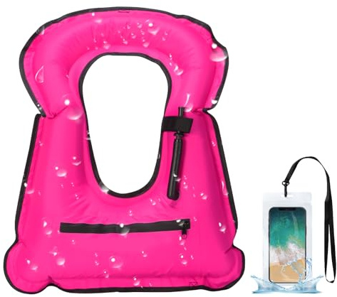 SWOURT Aufblasbare Schnorchelweste, kostenloses Tauchen Schwimmen Sicherheit Last bis zu 220 Ibs-Mit wasserdichter Tasche